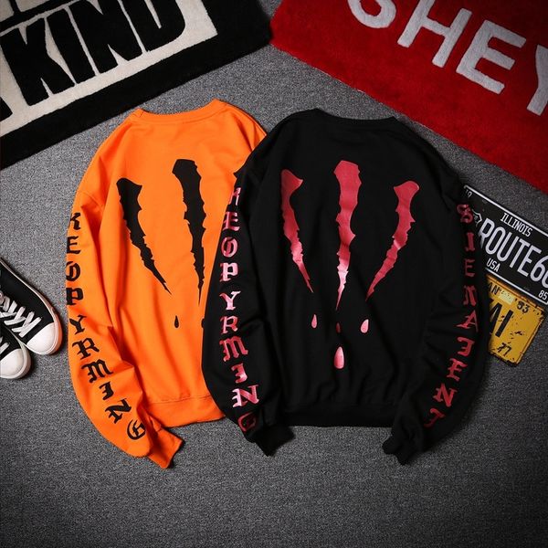 

f60nq zs0uk autumn scratch round street new trendy female male students for and sweater sweater loose personality hip hop high neck printing, Black
