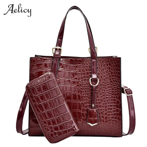 

retro alligator pattern women shoulder bags flap new pu leather casual solid crossbody bags for women bolsas wallet 2pcs