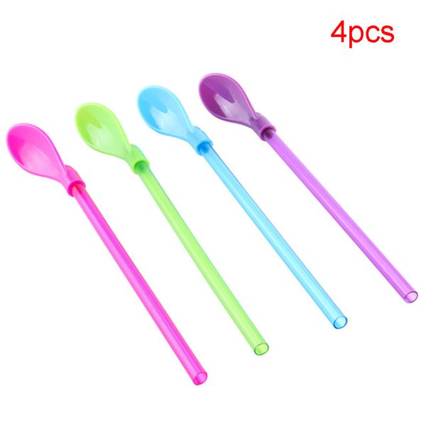 

party straw spoon plastic eco-friendly bar practical multifunctional removable