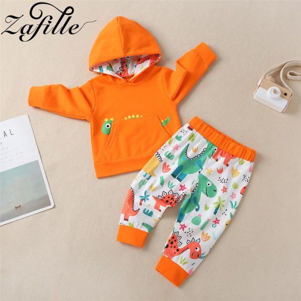 

zafille 2020 newborn baby clothes set autumn winter lovely hoodies dinosaur print boy suits for toddler baby girl outfits, White