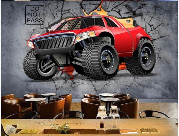 

3d p wallpaper custom mural on the wall modern off-road car breaking wall bar coffee shop home decor p wallpaper in the living room