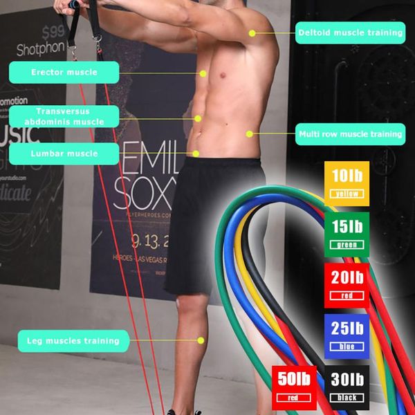 

trainers force core training tool 12pcs 150lb elastic resistance bands exercise pull rope set fitness equipmentresistance bands