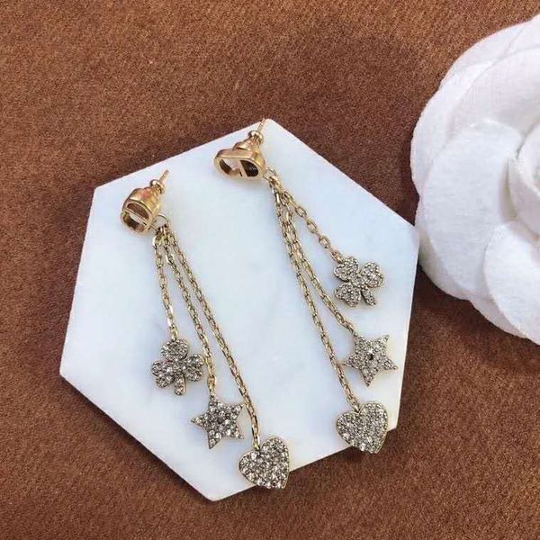 

d/di earrings women's korean style diamond-encrusted star heart-shaped earrings elegant earrings accessories, White