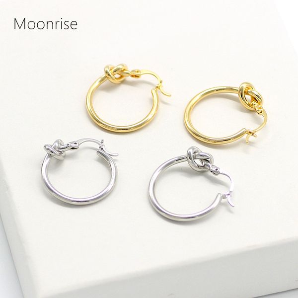 

fashion hoop earrings, high polished knot earrings for womens or girls hk118, Golden;silver