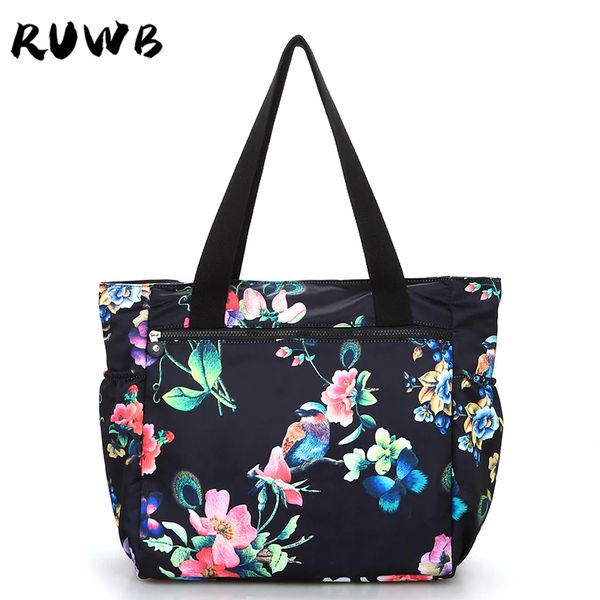 

ruwb floral big shoulder bag lightweight large capacity casual tote bag lady waterproof oxford handbag women fashion travel bags