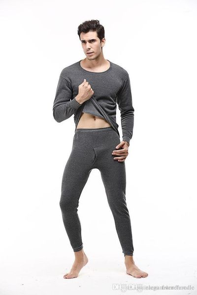 

tshirts long pants 2pcs clothing sets bottoming pajama sets mens winter sleepwear suits solid color, Black;brown