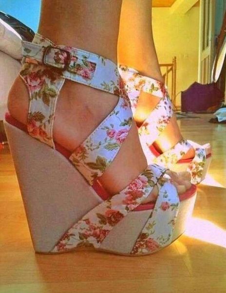 

sandals women wedges summer 2021 platform 15cm high heels shoes ankle strap print footwear ladies pumps, Black