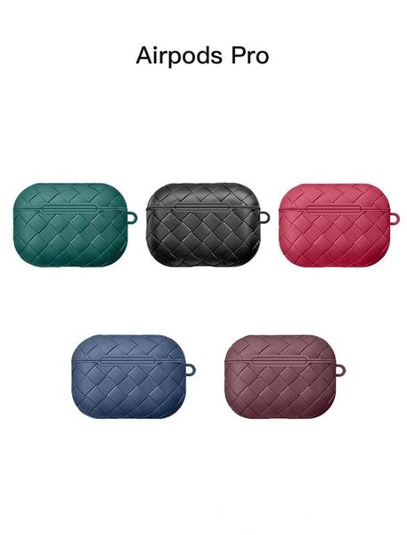 

ultra-thin weave soft tpu shockproof earphone case for airpods pro 1/2 with metal hook sleeve pouch cover with retail box
