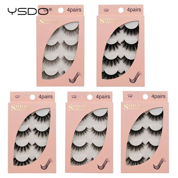 

false eyelashes ysdo 4 pairs mink lashes eyelash extension 3d fluffy makeup full strip faux cils g1