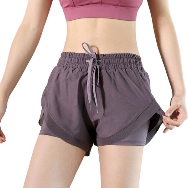 

yoga outfits 2-in-1 women high waist shorts with liner quick dry sport running fitness athletic phone pocket, White;red