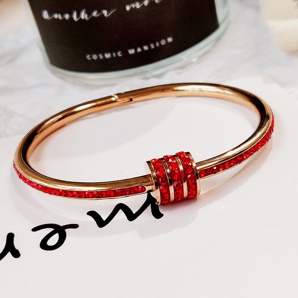 

trendy bangles for women crystal bracelet rose gold titanium steel fashion jewelry accessories pulseira lover gifts, Black