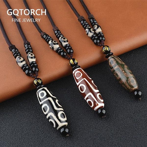 

chains natural onyx stone pendant necklaces for women and men 9 eyes dzi sweater necklace amulets talismans jewelry, Silver