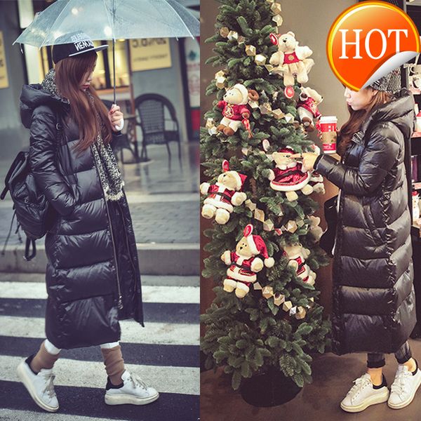 

women's down & parkas style brand european x-long black womens winter jackets and coats 2021 plus size 90% white duck parka wuj