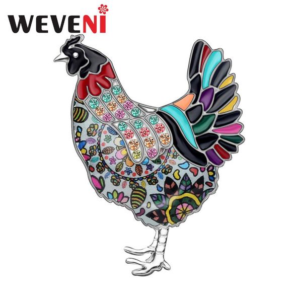 

weveni enamel alloy colorful hen chicken brooches clothes scarf pin fashion funny jewelry for women girls gift charms decoration, Gray