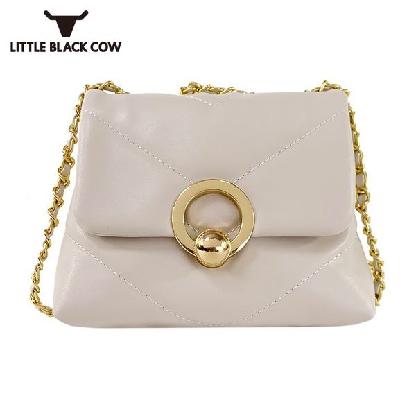 

elegant chains small bags women french style summer crossbody bags fashion new party office lady pu leather flap bag black