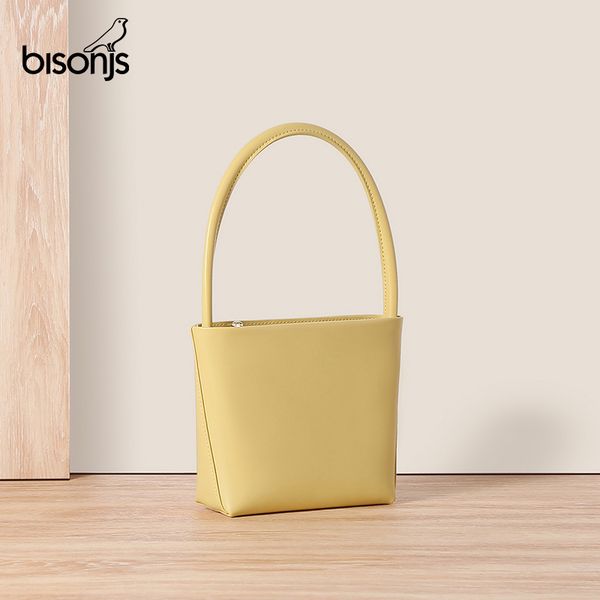 

bisonjs 2020 crossbody bag for women shoulder bag brand designer women bags luxury genuine leather bucket handbag b10028