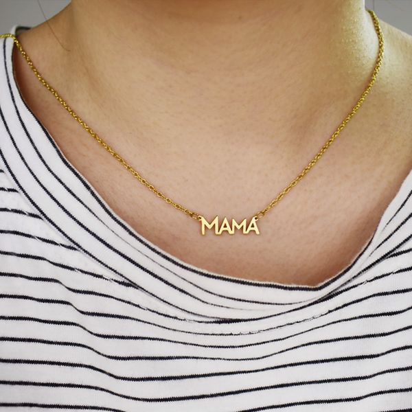 

european and american new style, mama necklace english letter affection stainless steel accessories, Silver
