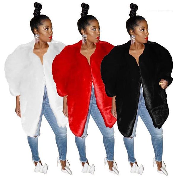 

female clothing casual apparel designer womens winter designer faux fur long sleeve short designer solid color warm style, Black