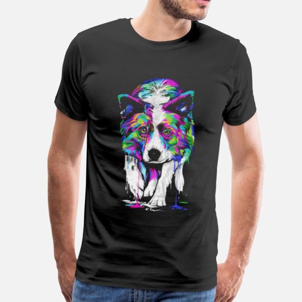 

border collie t shirt men knitted short sleeve s-3xl pattern cute fashion spring autumn trend shirt