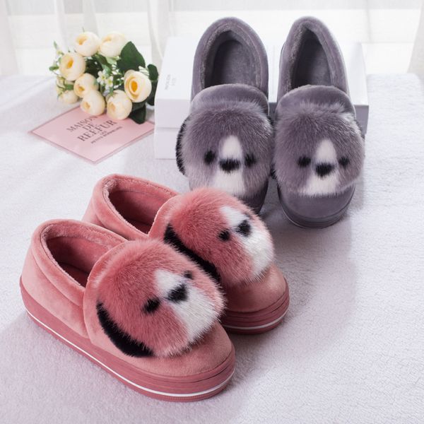 

2020 new products winter creative indoor cartoon dog warm all-inclusive thick bottom cotton slippers cotton shoes, Black