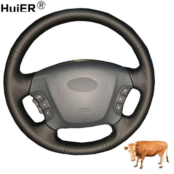 

steering wheel covers hand sewing car cover layer cow leather for kia carens 2007-2011 rondo 2007-2010 entourage 2007-2008