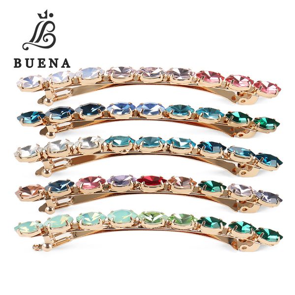 

luxury oval crystal hair clips no-slip large hair barrette women accessories with small crystal