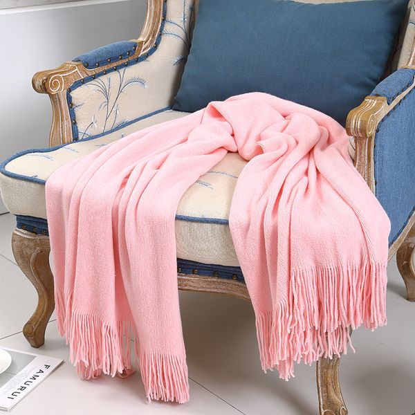 

home knitted baby blanket plaid chair lounge recliner covering beach shawls manta