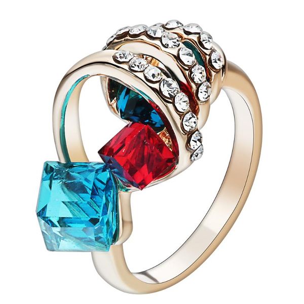 

ufooro unique fashion rings jewelry for lady palted size 6-10 band for women jewellery drop shipping party engagement ring, Golden;silver