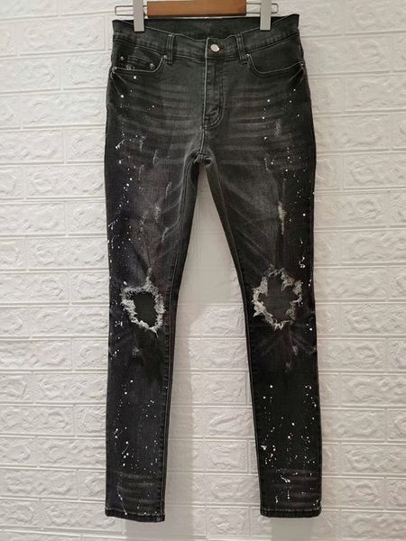 

mens designer classic vintage trousers splash ink cowboy famous brand zipper designer hip hop denim us size 28-36, Blue