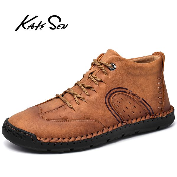 

brand winter outdoor non-slip men boots plush warm snow boots handmade leather men's shoes fashion designer men sneakers size 48, Black