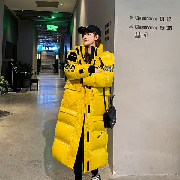 

women's down & parkas extra long parka women winter thick jacket coat hooded outwear female cotton padded basic coats 2021, Black