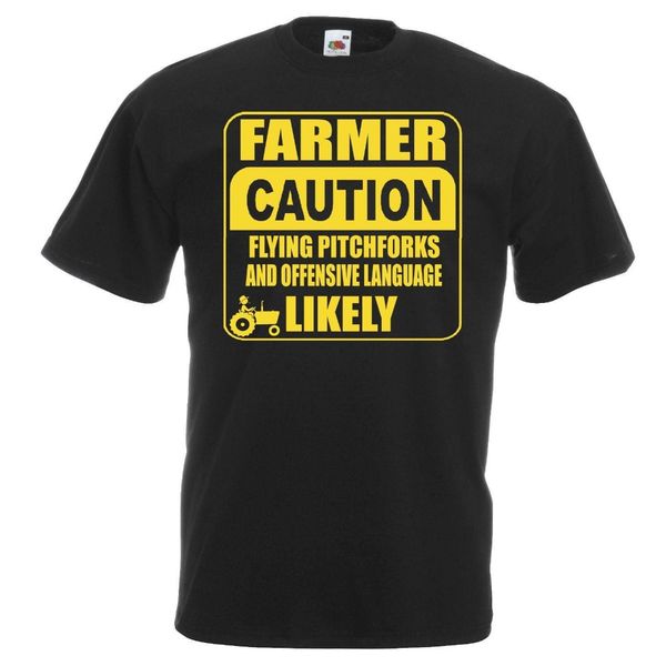 

brand print t-shirt male brand mens black caution farmer t-shirt agriculturalist occupation work t-shirtfitted t shirts