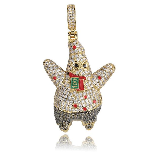 

new fashion cartoon pendant necklace bling cubic zirconia 18k gold plated hip hop jewelry iced out mens gold necklaces, Silver