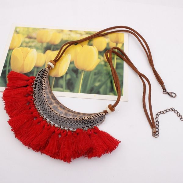 

pendant necklaces exknl brand tassel necklace women collar wholesale bohemia moon fringe long vintage fashion 2021 jewelry, Silver