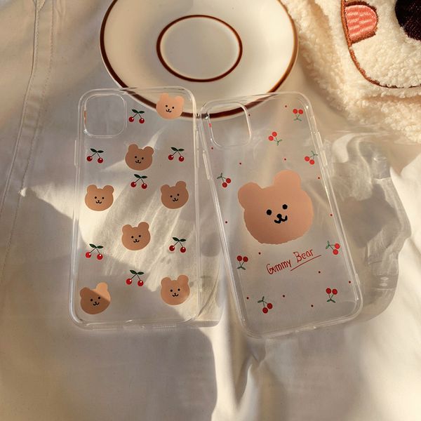 

iphone 11 pro case cherry bear letters couples cute phone case for silicone cover for iphone case high quality