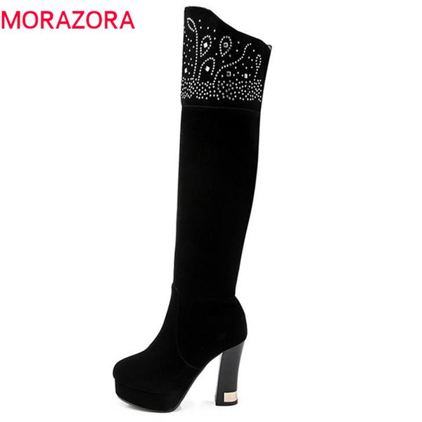 

morazora 2020 black over the knee boots women shoes round toe autumn winter boots fashion long platform shoes woman