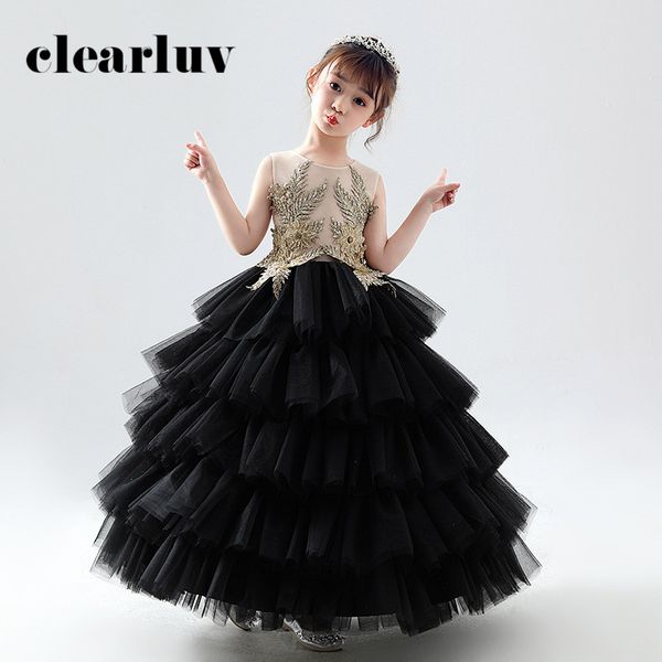 

flower girl dresses for weddings b025 2020 new o-neck lace up elegant girls princess dresses tank long appliques tulle ball gown, Red;yellow
