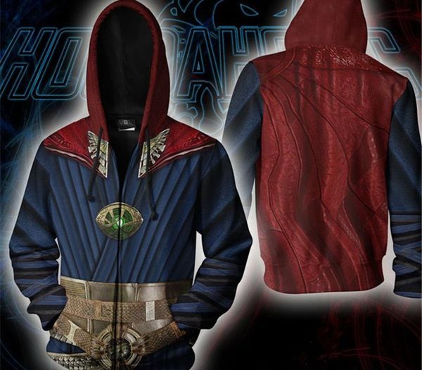 

avengers endgame superhero iron man doctor strange zipper hoodies quantum realm costumes sweatshirt superhero hoodie 5xlmx191011, Black