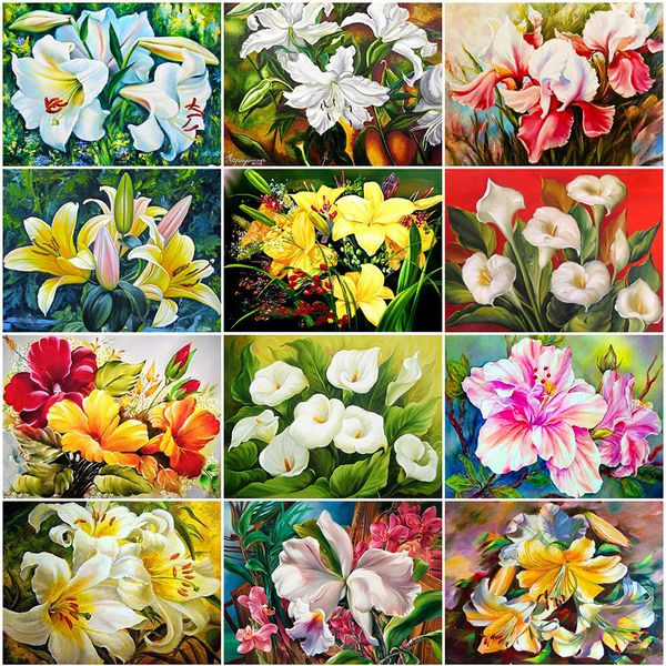 

evershine full square diamond embroidery lily flower diamond painting cross stitch mosaic rhinestone crafts kit home decoration