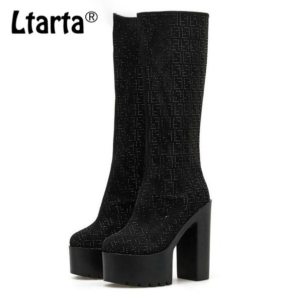 

boots ltarta 2021 all-water diamond stage nightclub performance rough heeled high -2323-10, Black