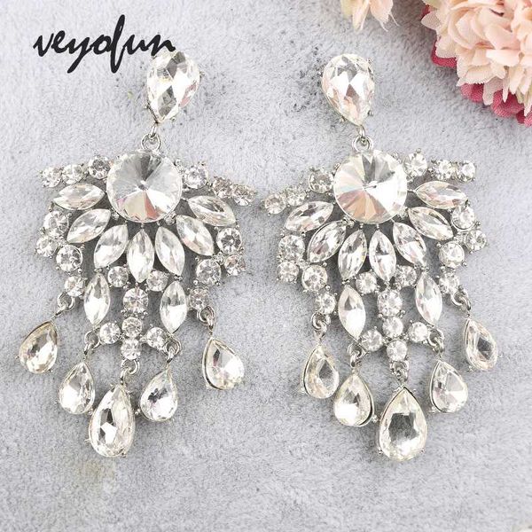

veyofun luxury tassels crystal drop earrings party bride dangle earrings fashion jewelry for women wholesale, Silver
