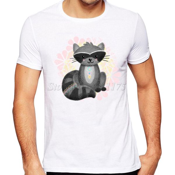 

2019 summer cute little raccoon design t shirt men's custom printed hipster tees