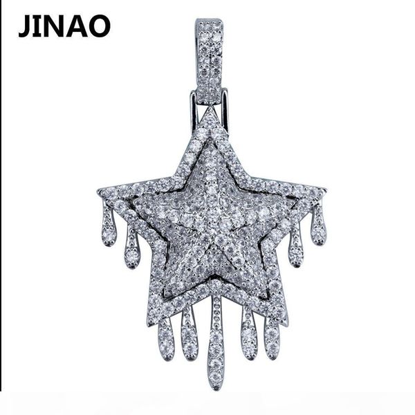 

мода iced out metor капельное звезда ожерелье кристалл себе кубический циркон подвески hip hop мужские ювелирные подарки, Silver