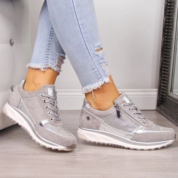 

vogue spring women sneakers zipper platform trainers women shoes lace-up tenis feminino zapatos de mujer casual shoes, Black