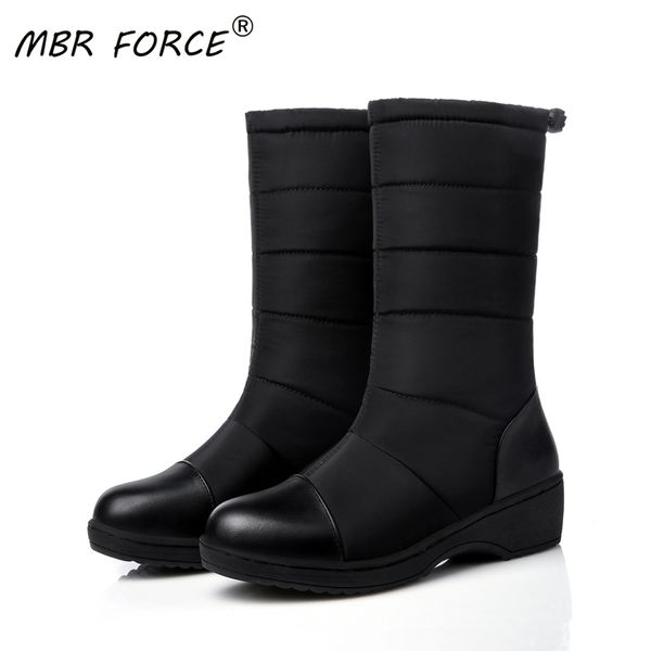 

mbr force fashion big size warm snow boots women platform boots solid color waterproof winter woman down female footwear, Black