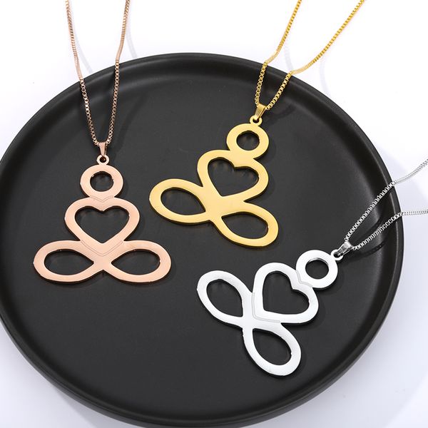 

buddha necklaces for women men boho jewelry stainless steel cuban chain round heart infinity pendants necklace bff collier femme, Silver