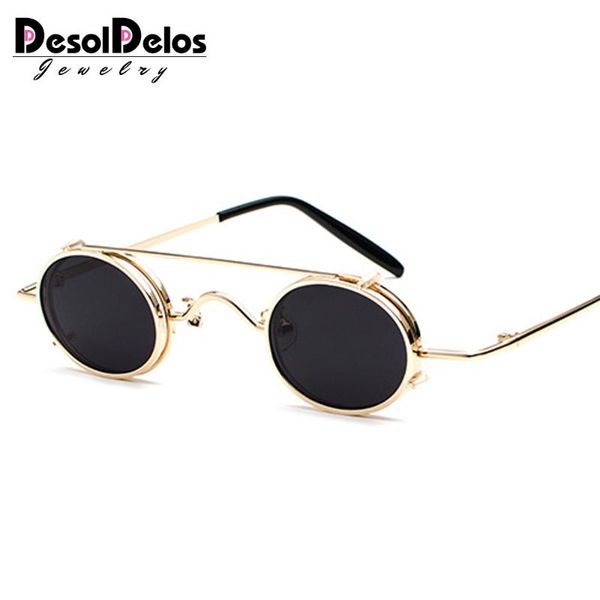 

small round steampunk sunglasses men women retro metal clip on steam punk sun glasses for male vintage gothic goggles, White;black