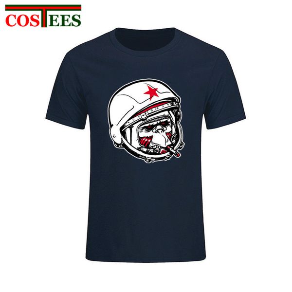 

custom russia cccp t shirt men's tshirt round collar cosmonaut gorilla monkey t shirts short sleeve unique man large size shirts