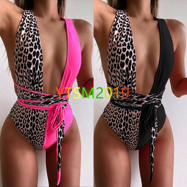

bikini women's bodysuit swimsuit leopard panelled swimwear with bandage high end summer style swimming suit, White;black