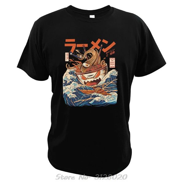 

the great wave off kanagawa t shirt ramen noodles hokusai tshirt tees digital print soft breathable men cotton